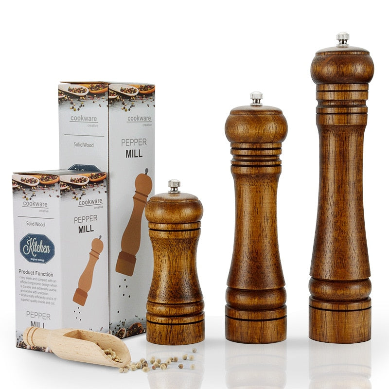 Manual Salt Pepper Grinder Oak Wood Pepper Mill Spice Salt Grinder Mill Tools (Exclusive)