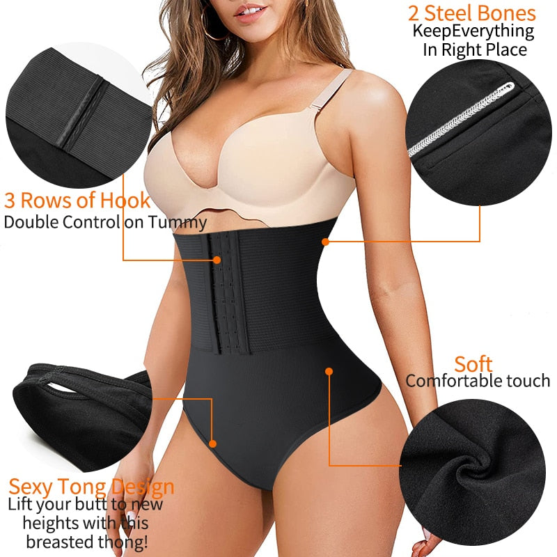 Women Waist Cincher Girdle Tummy Control Thong Panties Slimmer High Waist Body Shaper Butt Lifter Shapewear Underwear