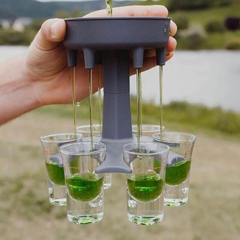 6 Shot Glass Dispenser Holder Carrier Caddy Liquor Dispenser Party Drinking Games Bar Cocktail Wine Beer Quick Filling Tool (Exclusive)