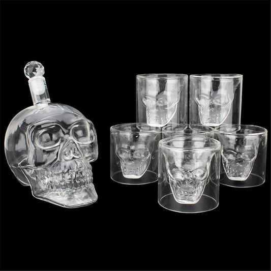 Glass Skull Head Cup Vodka Whiskey Wine Tea Drinking Bottle Decanter (Exclusive)