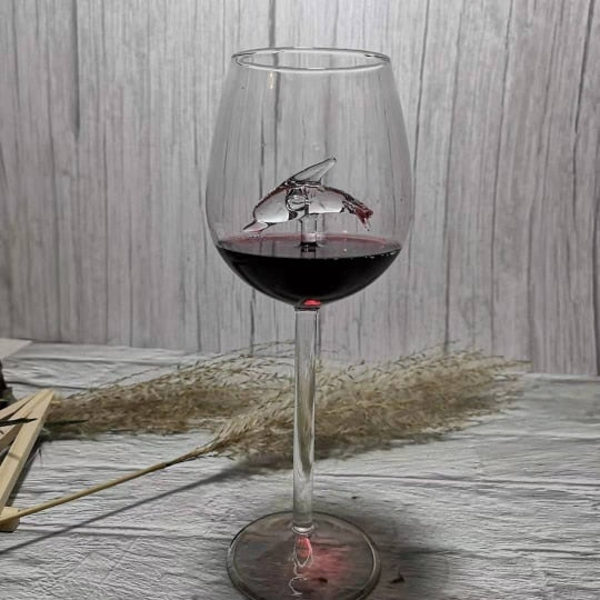 Glass Cup European Crystal Glass Shark Red Wine Glass Cup wine bottle Glass High Heel Shark Red Wine Cup Wedding Party Gift 21cm (Exclusive)