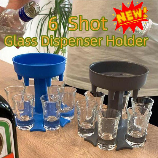 6 Shot Glass Dispenser Holder Carrier Caddy Liquor Dispenser Party Drinking Games Bar Cocktail Wine Beer Quick Filling Tool (Exclusive)