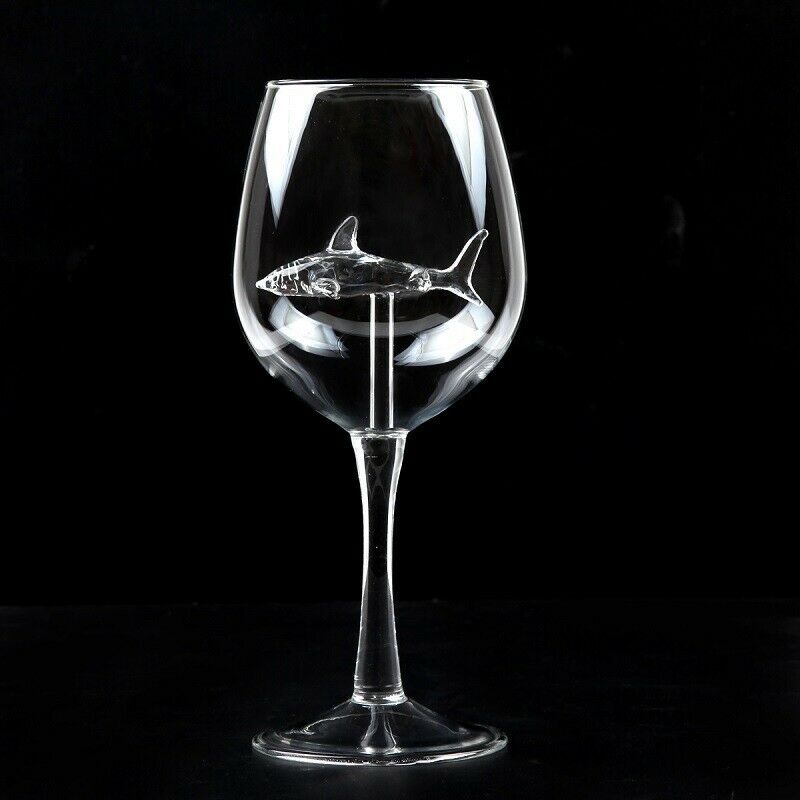 Glass Cup European Crystal Glass Shark Red Wine Glass Cup wine bottle Glass High Heel Shark Red Wine Cup Wedding Party Gift 21cm (Exclusive)