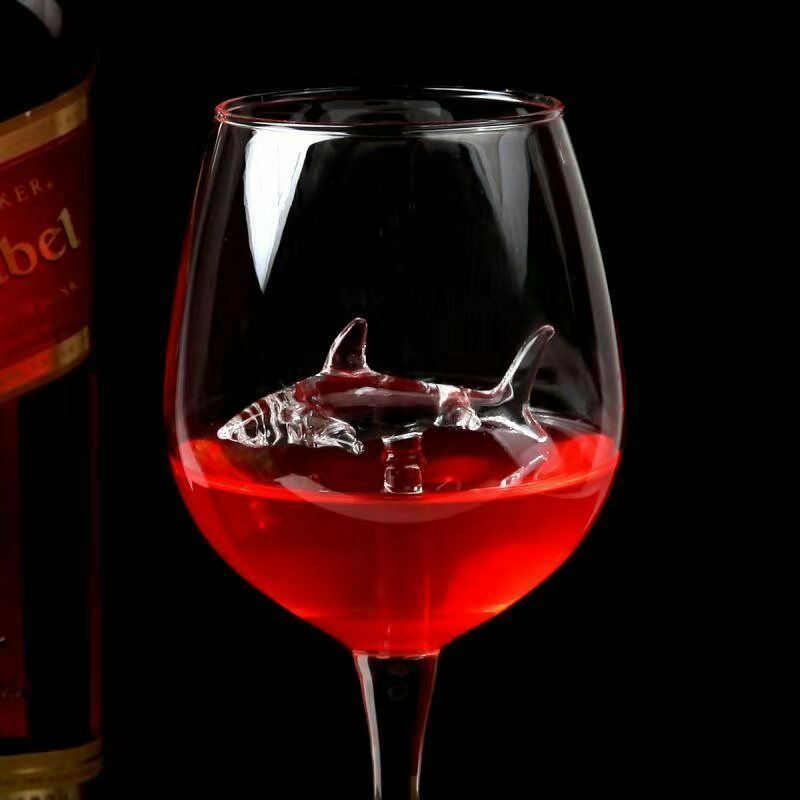 Glass Cup European Crystal Glass Shark Red Wine Glass Cup wine bottle Glass High Heel Shark Red Wine Cup Wedding Party Gift 21cm (Exclusive)