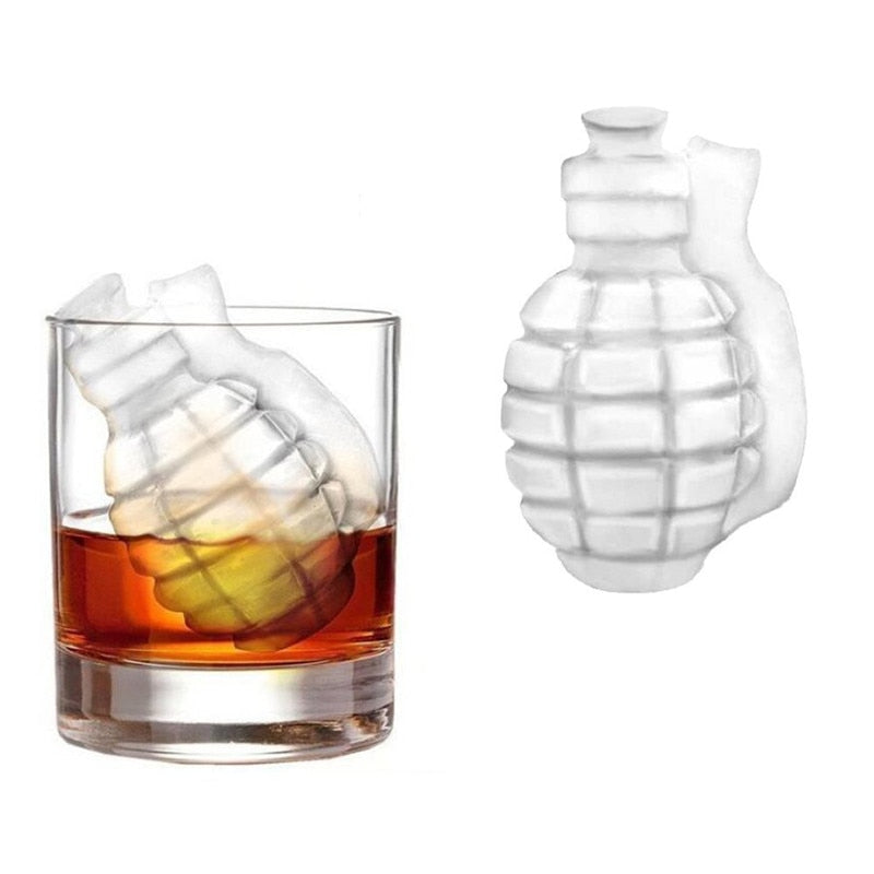 3D Grenade Shape Ice Cube Mold Ice Cream Maker Party Bar Drinks Silicone Trays Molds Kitchen Bar Tool (Exclusive)