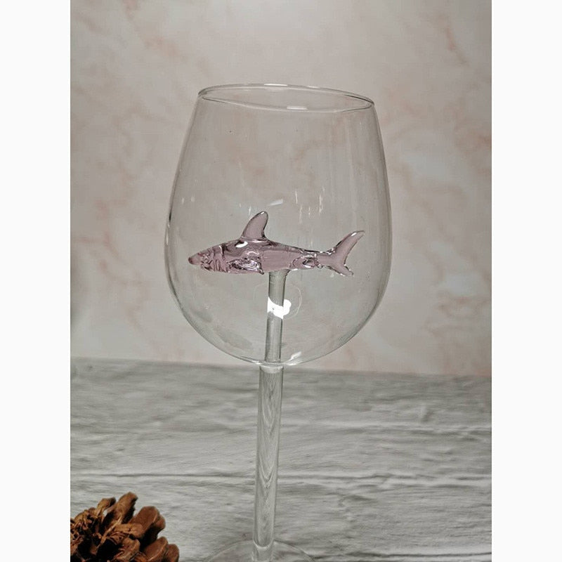 Glass Cup European Crystal Glass Shark Red Wine Glass Cup wine bottle Glass High Heel Shark Red Wine Cup Wedding Party Gift 21cm (Exclusive)