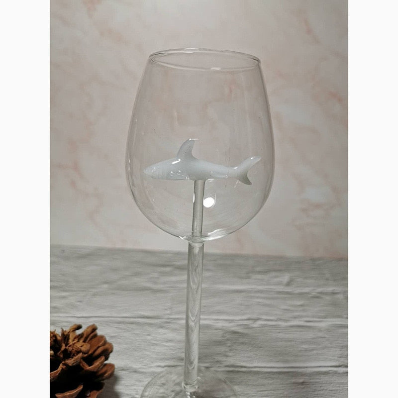 Glass Cup European Crystal Glass Shark Red Wine Glass Cup wine bottle Glass High Heel Shark Red Wine Cup Wedding Party Gift 21cm (Exclusive)