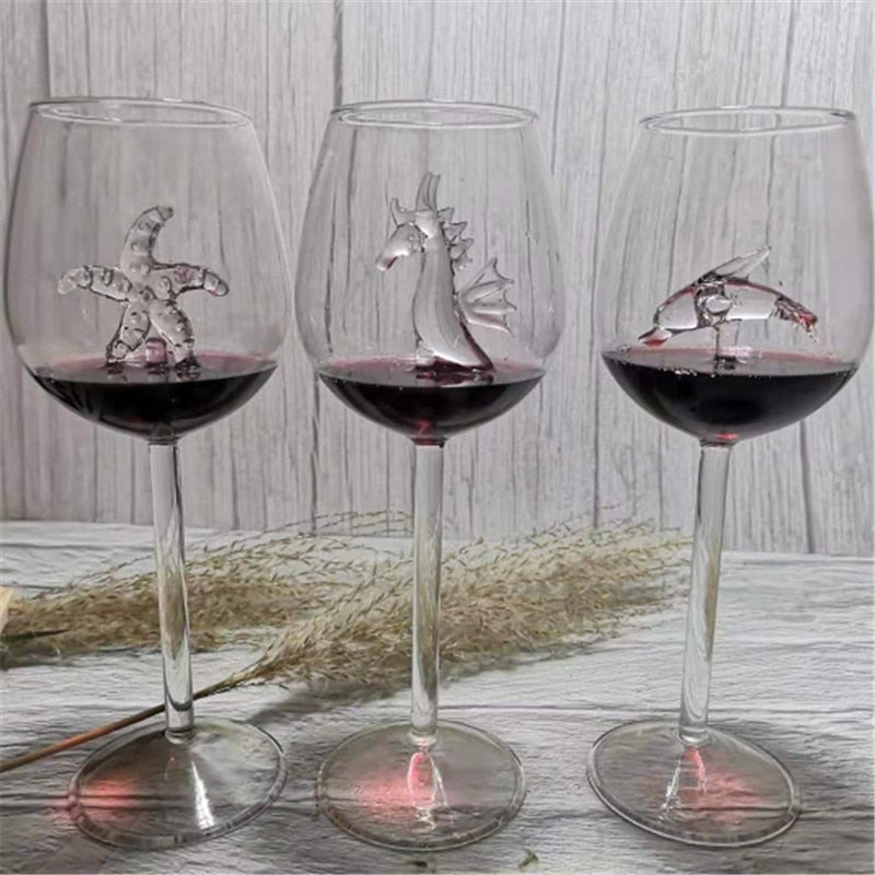 Glass Cup European Crystal Glass Shark Red Wine Glass Cup wine bottle Glass High Heel Shark Red Wine Cup Wedding Party Gift 21cm (Exclusive)