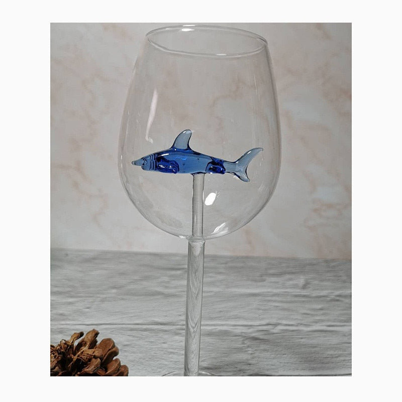 Glass Cup European Crystal Glass Shark Red Wine Glass Cup wine bottle Glass High Heel Shark Red Wine Cup Wedding Party Gift 21cm (Exclusive)