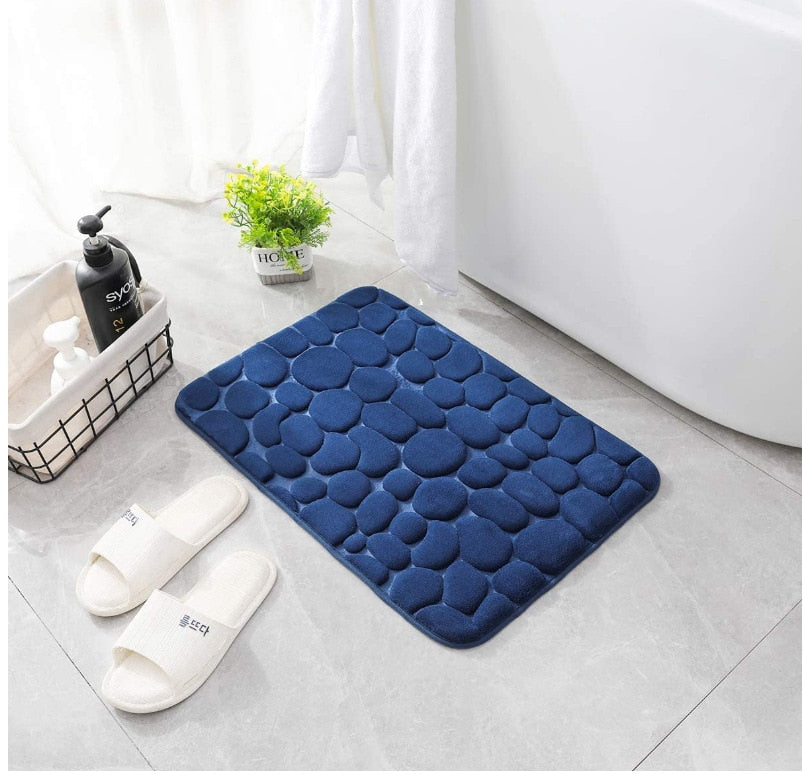 Cobblestone Embossed Bathroom Bath Mat Non-slip Carpets In Wash Basin Bathtub Side Floor Rug Shower Room Doormat Memory Foam Pad (Exclusive)