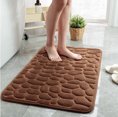 Cobblestone Embossed Bathroom Bath Mat Non-slip Carpets In Wash Basin Bathtub Side Floor Rug Shower Room Doormat Memory Foam Pad (Exclusive)