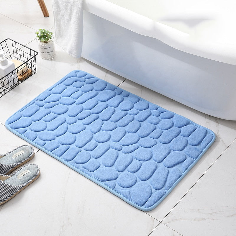 Cobblestone Embossed Bathroom Bath Mat Non-slip Carpets In Wash Basin Bathtub Side Floor Rug Shower Room Doormat Memory Foam Pad (Exclusive)