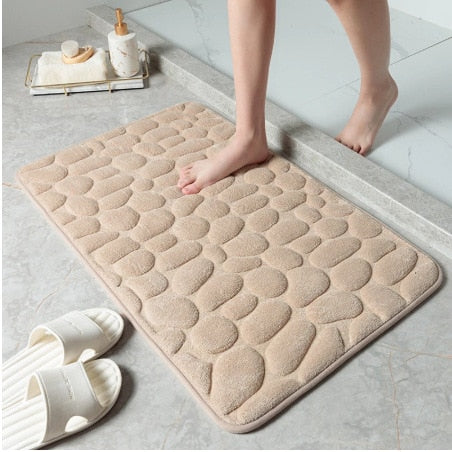 Cobblestone Embossed Bathroom Bath Mat Non-slip Carpets In Wash Basin Bathtub Side Floor Rug Shower Room Doormat Memory Foam Pad (Exclusive)