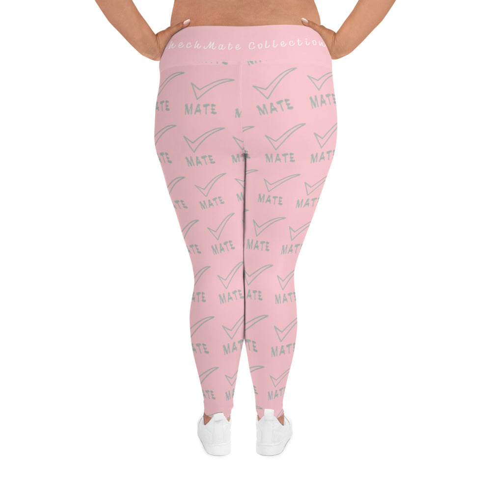 All-Over Print Plus Size Leggings Checkmate Collection Pink