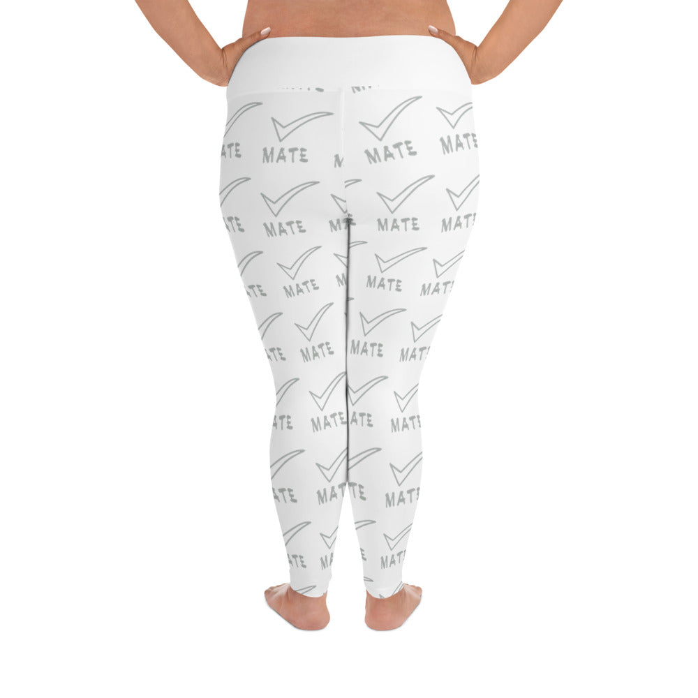 All-Over Print Plus Size Leggings Checkmate Collection White