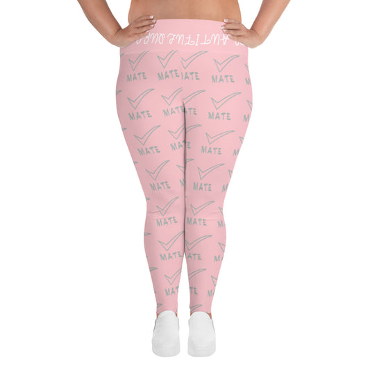 All-Over Print Plus Size Leggings Checkmate Collection Pink