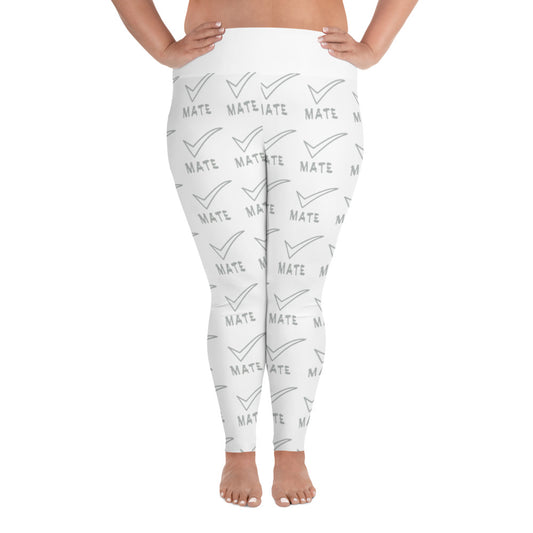 All-Over Print Plus Size Leggings Checkmate Collection White