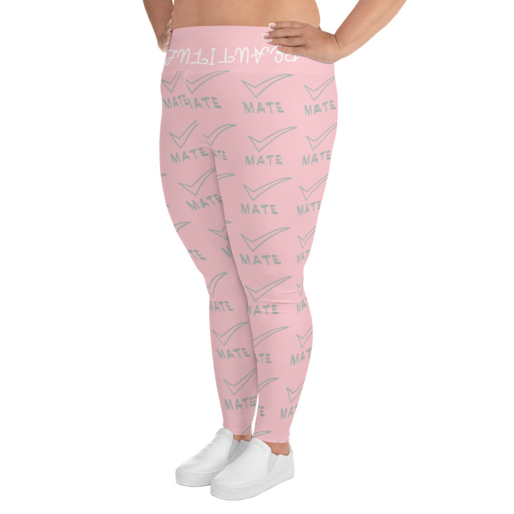 All-Over Print Plus Size Leggings Checkmate Collection Pink