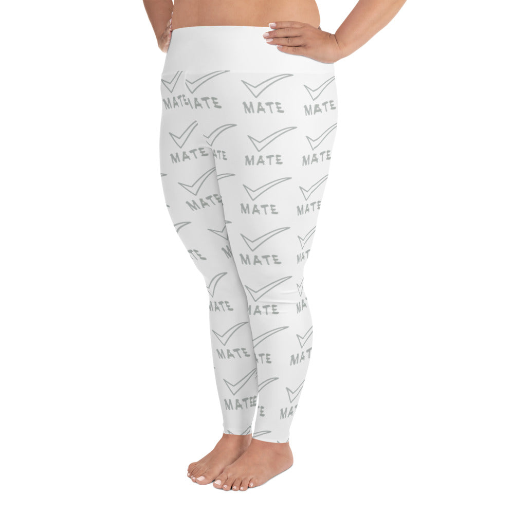 All-Over Print Plus Size Leggings Checkmate Collection White