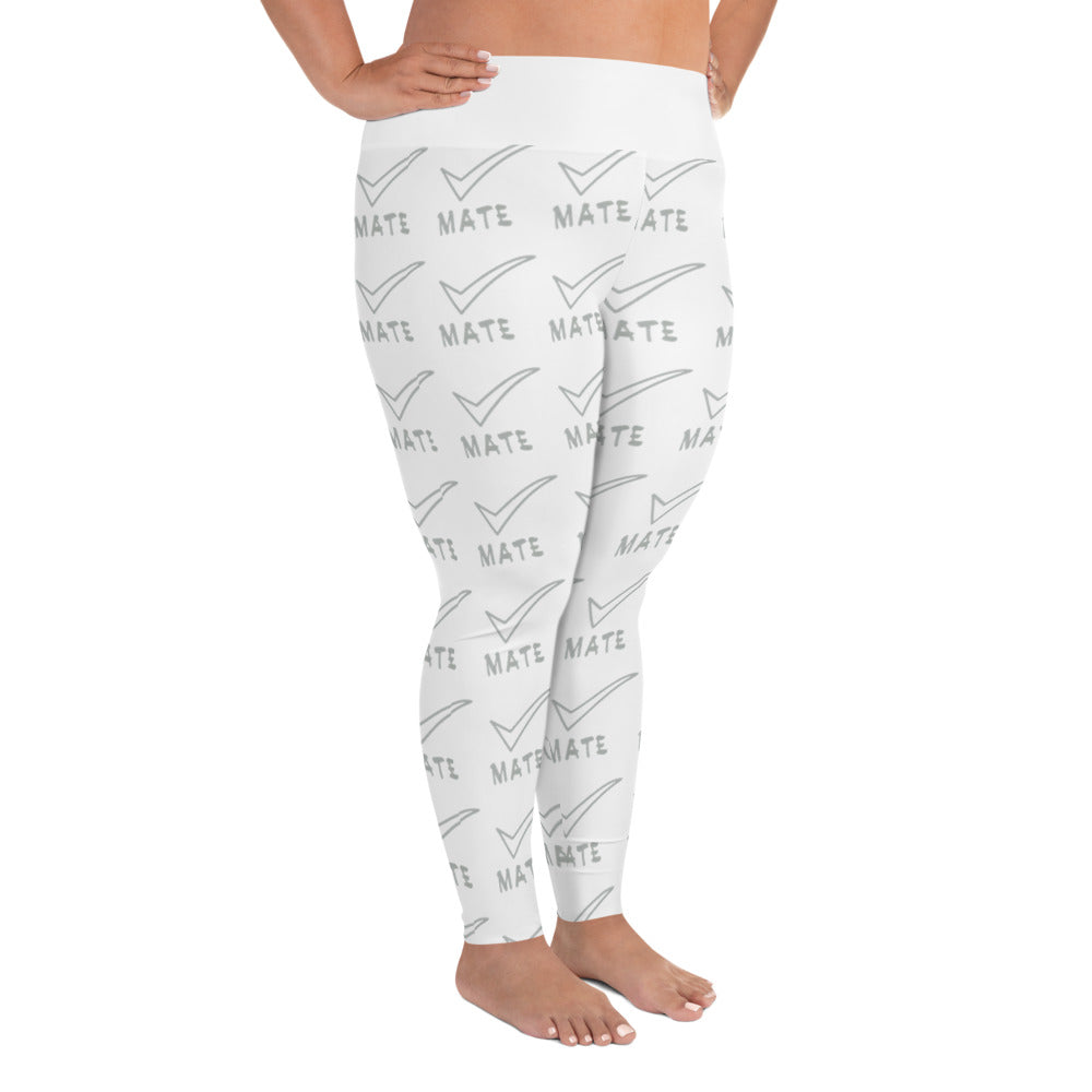 All-Over Print Plus Size Leggings Checkmate Collection White