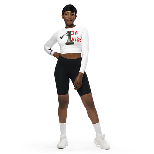 Ladies (Checkmate Collection) long-sleeve crop top